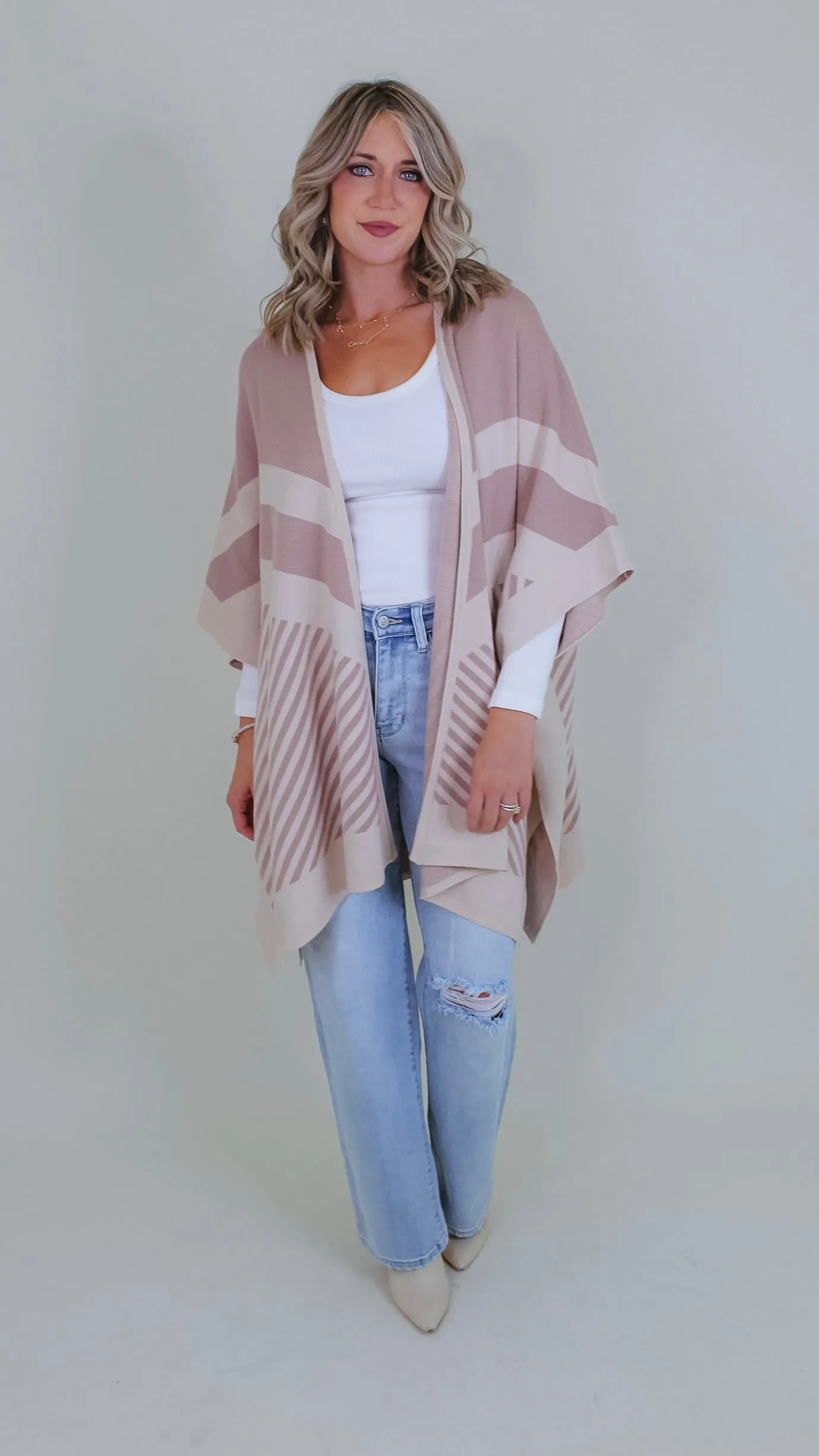 Warming Up Taupe Poncho