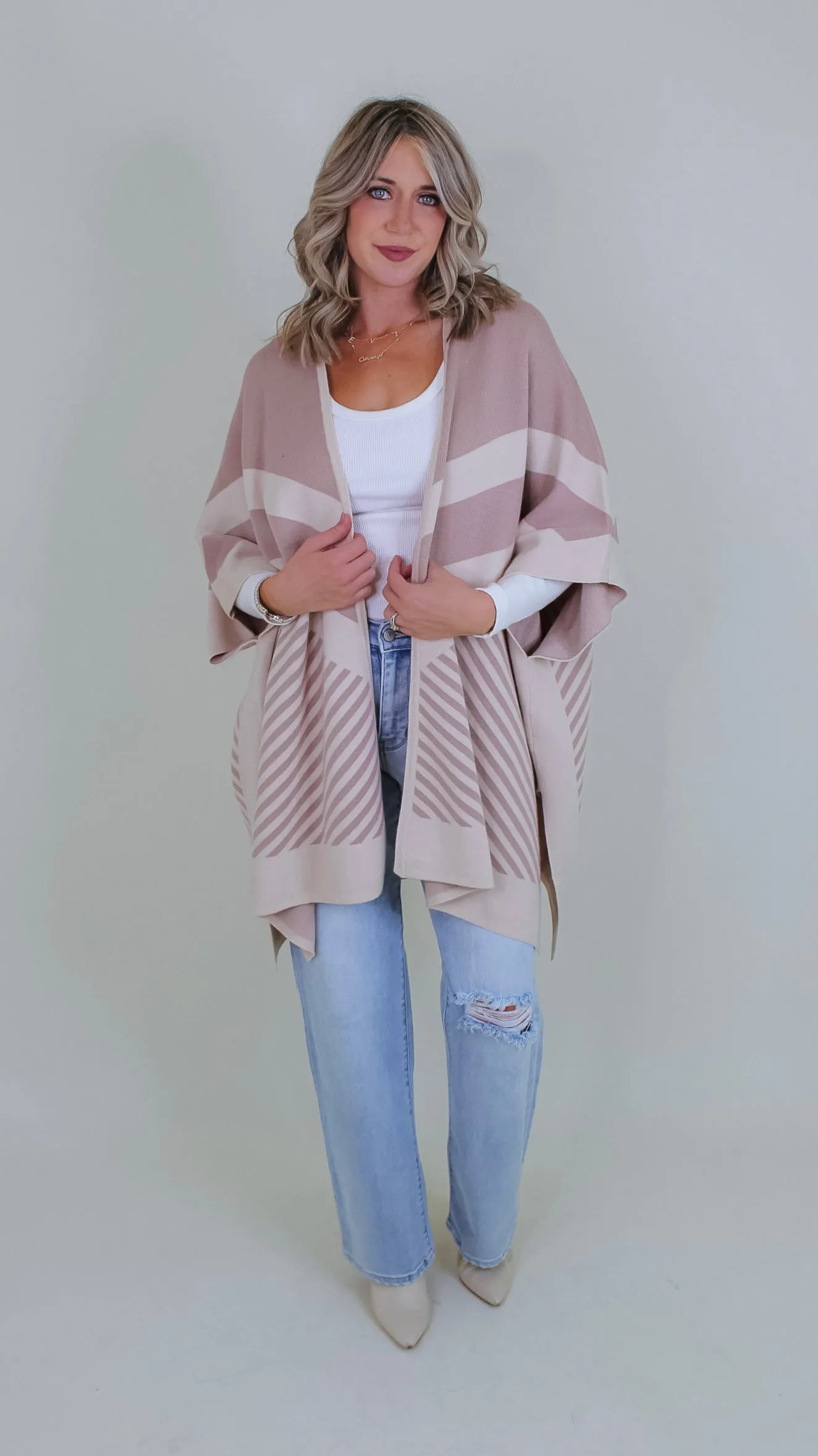 Warming Up Taupe Poncho