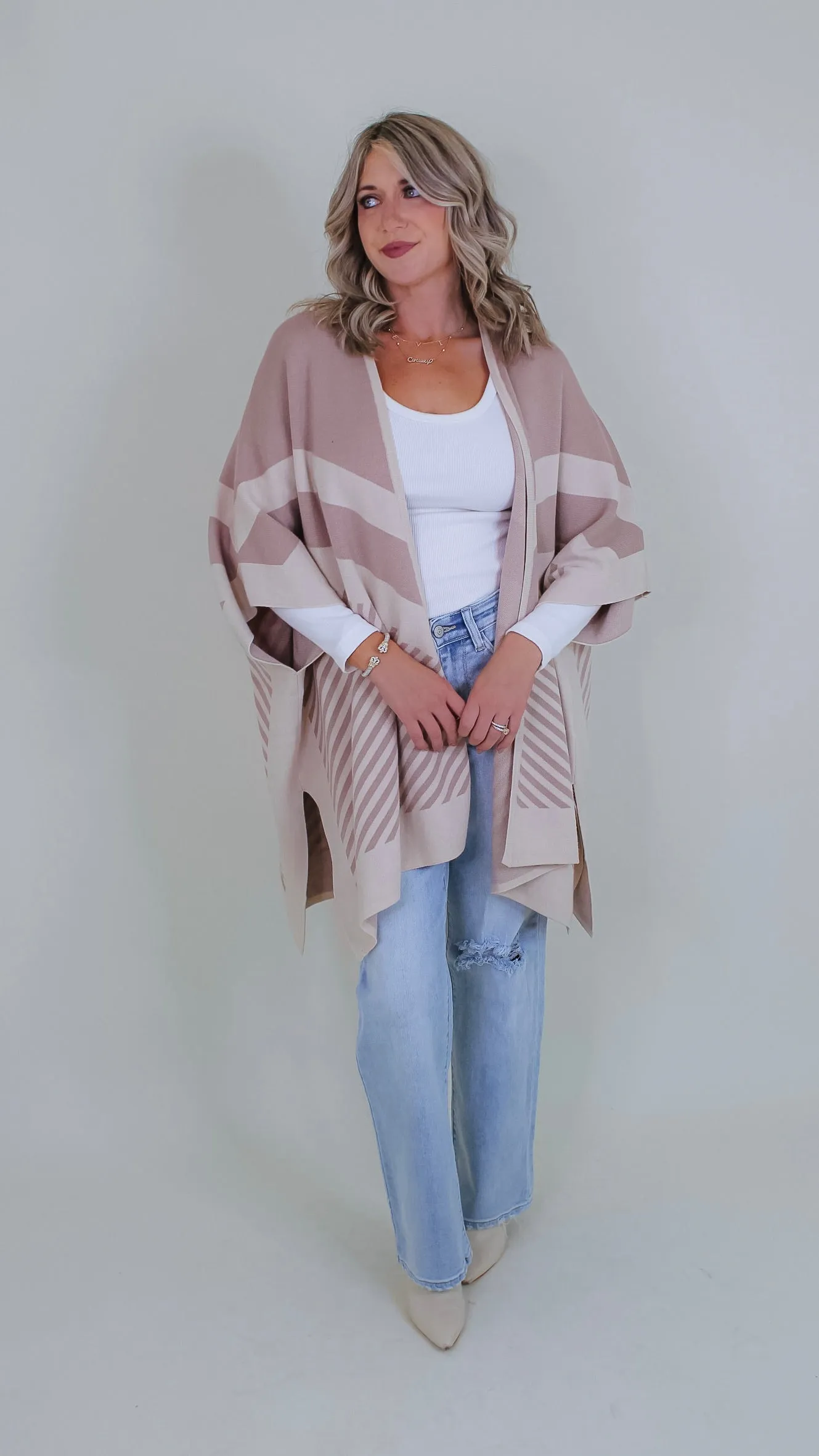 Warming Up Taupe Poncho