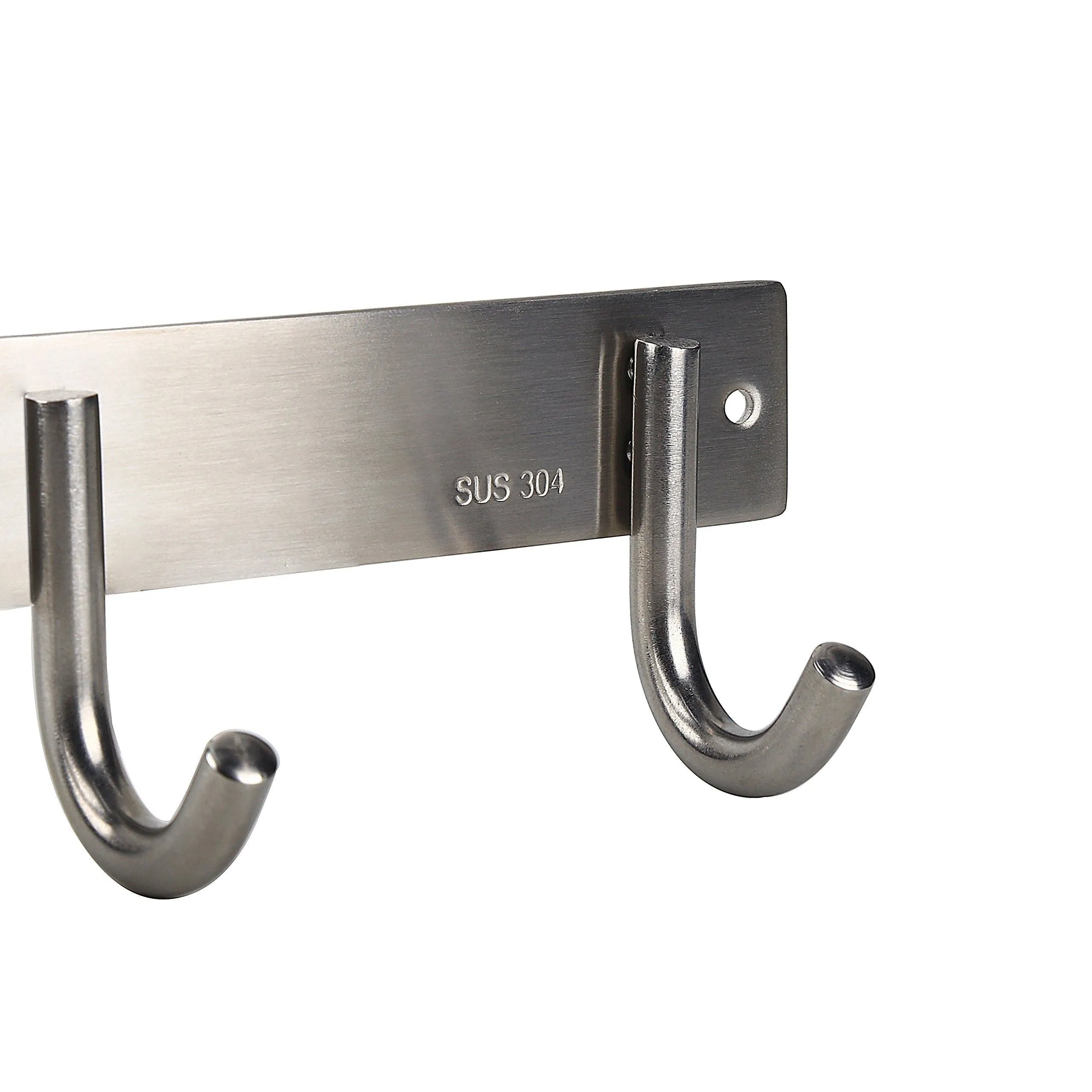WEBI Sturdy SUS 304 Coat Hook Towel Hanger Rail Bar, Wall Mounted Rack for Great Home, Office Storage & Organization, Brushed Finish, 3 Hooks, 2 Pack, J-YZ03