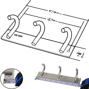 WEBI Sturdy SUS 304 Coat Hook Towel Hanger Rail Bar, Wall Mounted Rack for Great Home, Office Storage & Organization, Brushed Finish, 3 Hooks, 2 Pack, J-YZ03