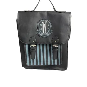 Wednesday Addams Women’s Black And Blue Nevermore Academy Backpack Sz M