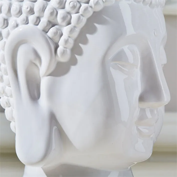 White Lacquered Northern Thai Chaing Saen Buddha Head