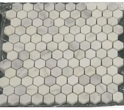 White Marble Hexagon 1x1 POLISHED Mosaic Tiles on 12x12 Sheet - Lot of 50 Sheets