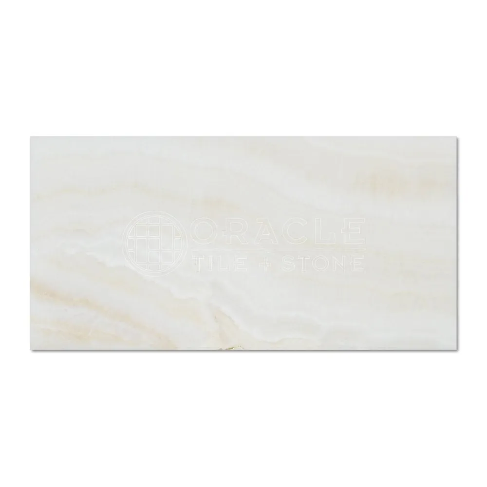 White Onyx (Bianco Fantastico) 3 X 6 Subway Brick Tile, Vein-Cut, Polished - Lot of 50 sq. ft.