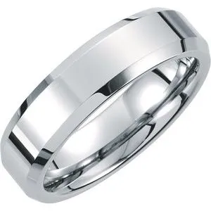 White Tungsten 6 mm Beveled-Edge Band Size 13