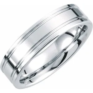 White Tungsten 6 mm Grooved Band Size 11