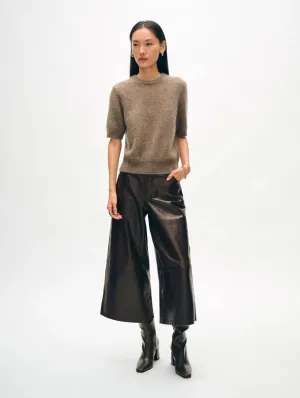 White   Warren Brushed Cashmere Tee Taupe