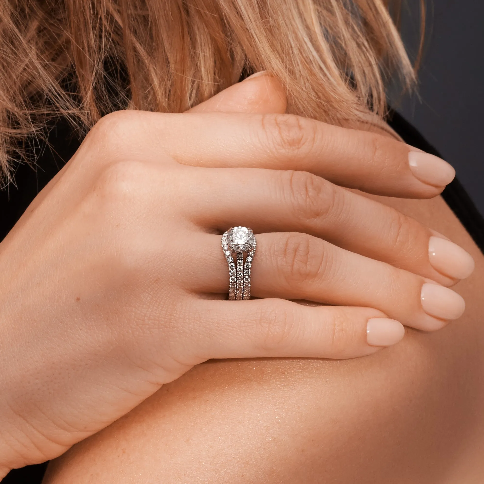 Whiteflash Double Band Natural Round cut Diamond Wedding Band
