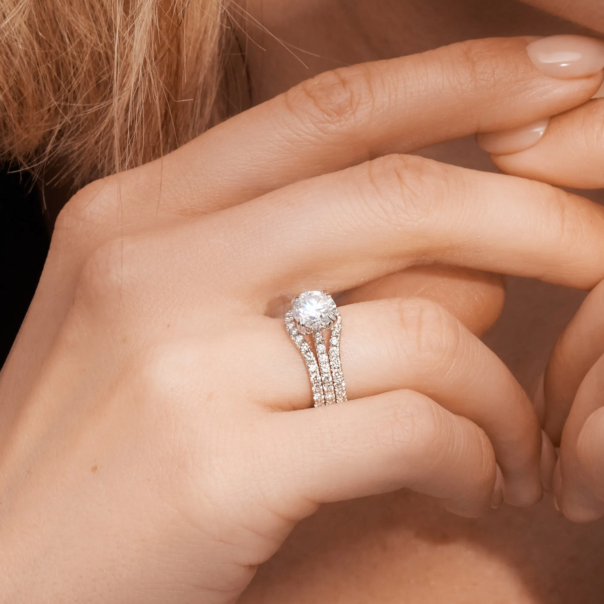 Whiteflash Double Band Natural Round cut Diamond Wedding Band