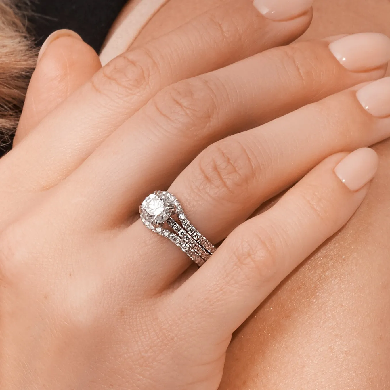Whiteflash Double Band Natural Round cut Diamond Wedding Band
