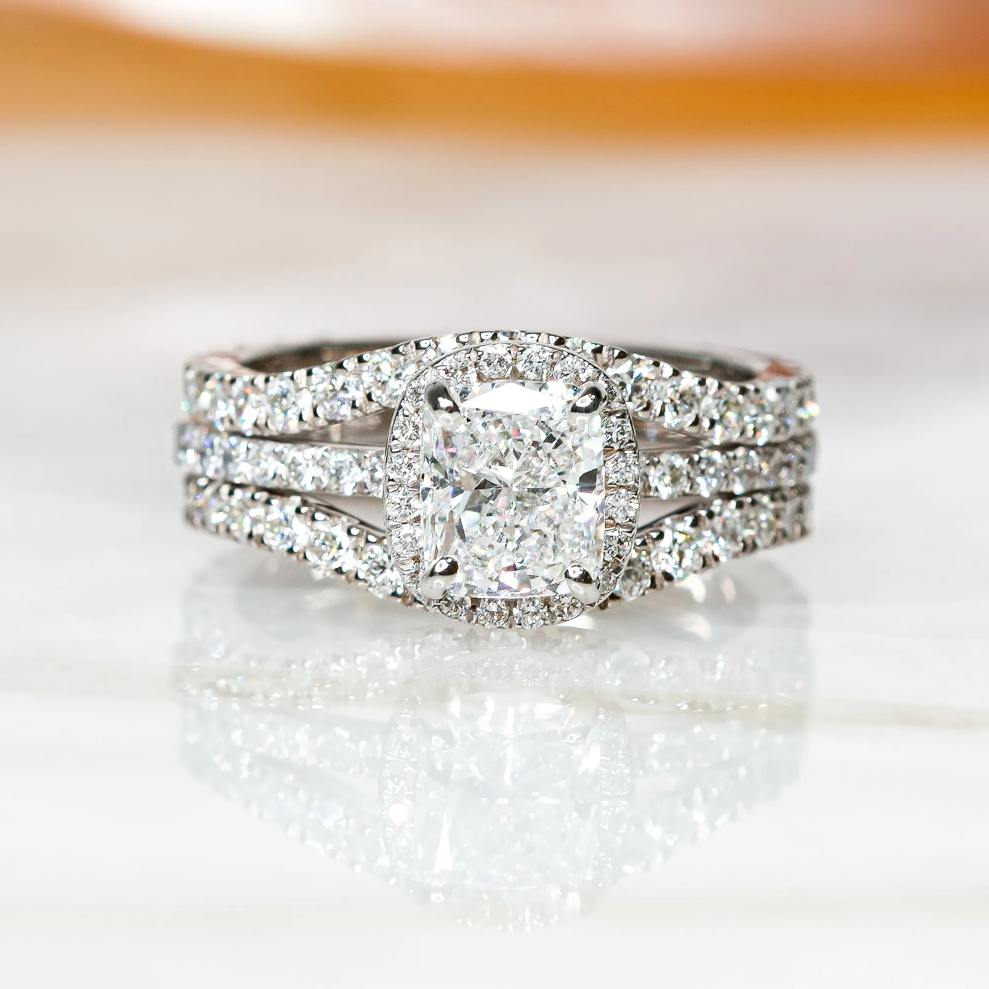 Whiteflash Double Band Natural Round cut Diamond Wedding Band
