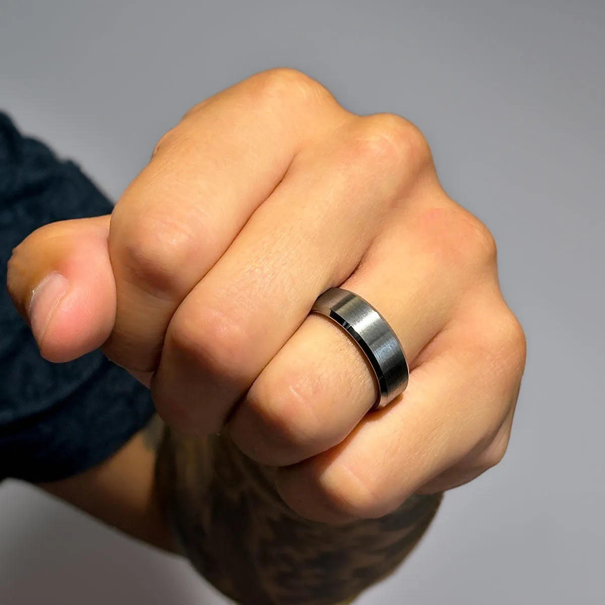 Wide Brushed Tungsten Band
