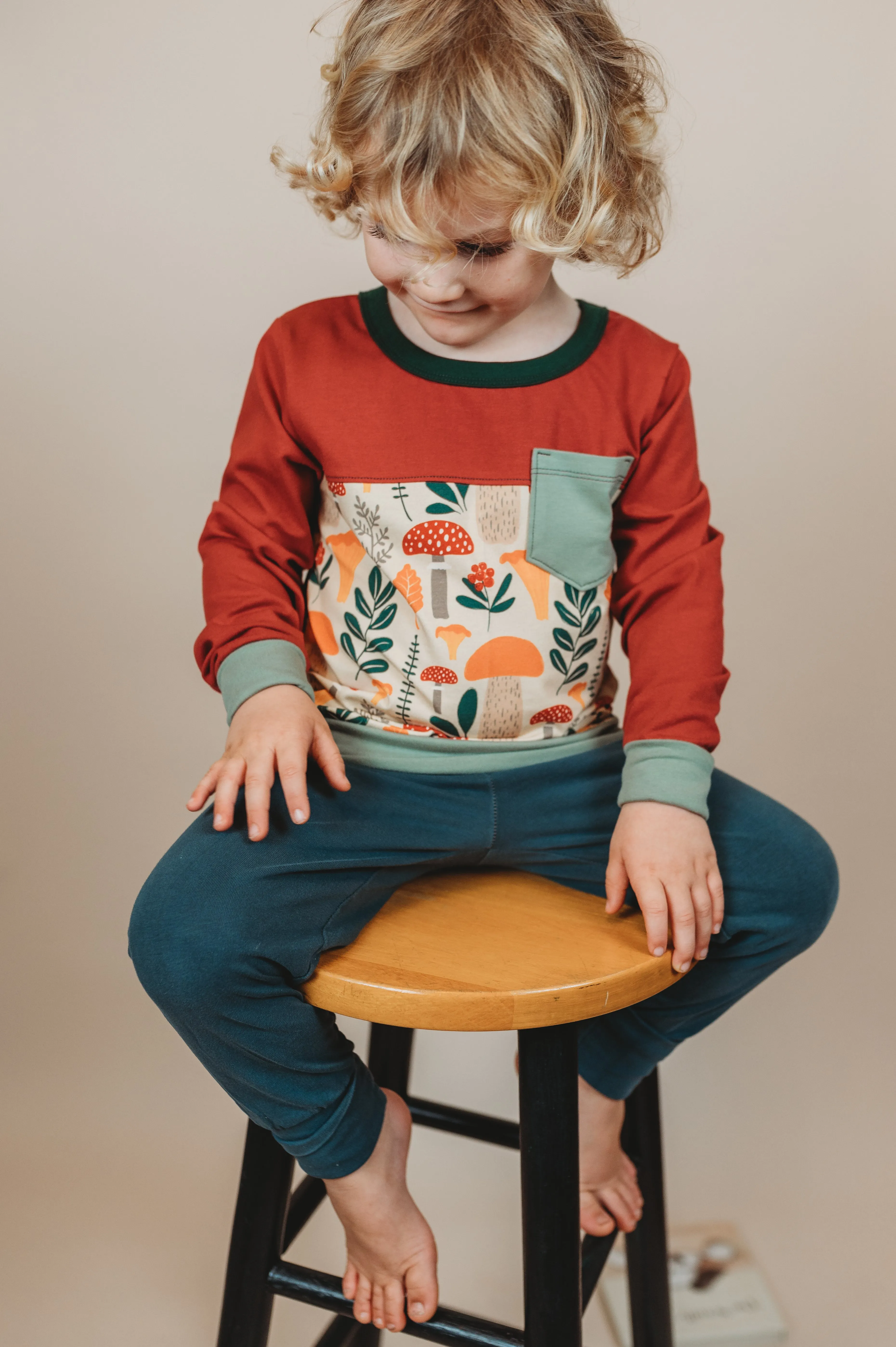 Willamette Organic Cotton Kids Long Sleeve Colorblock Tee