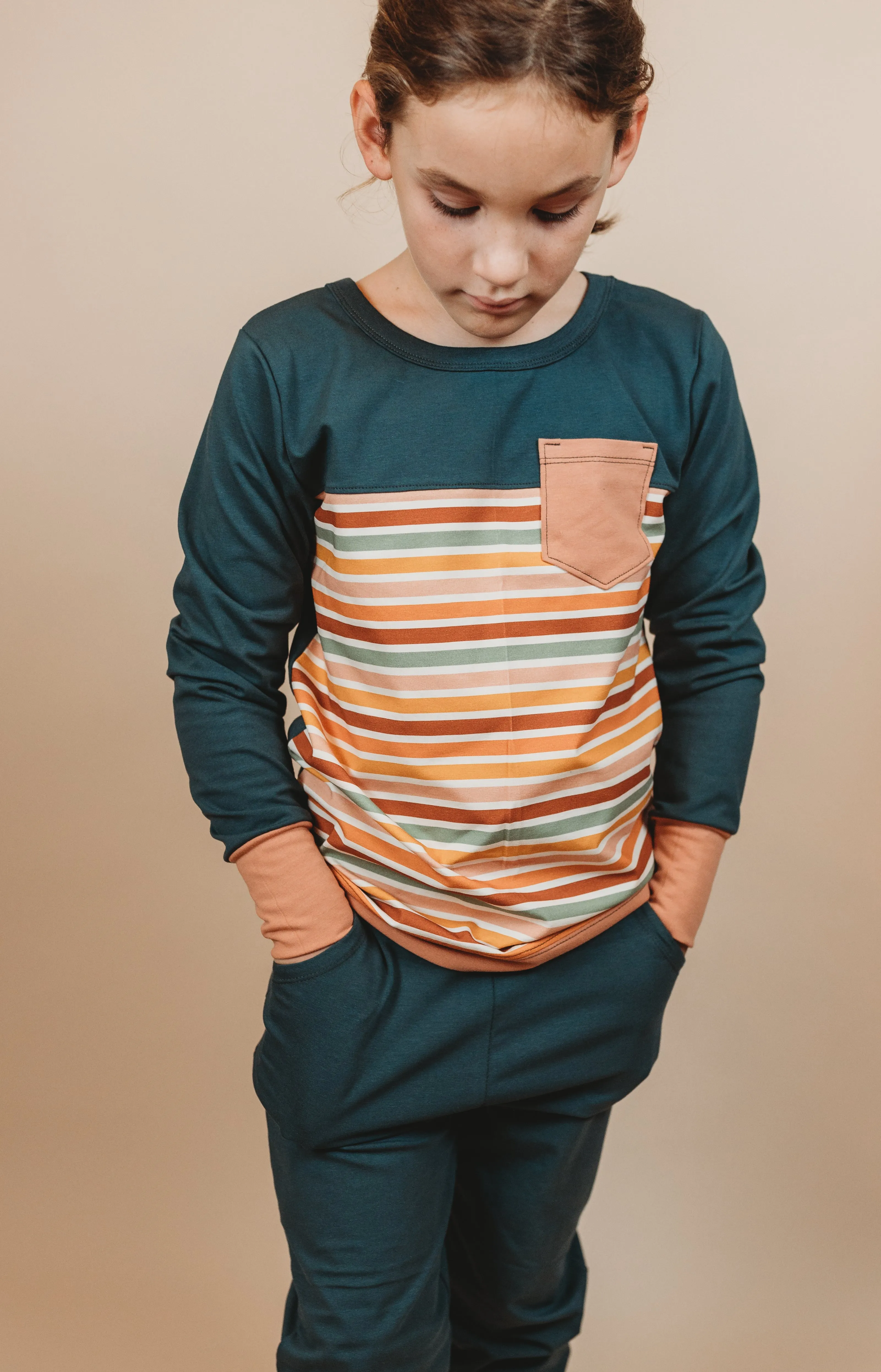 Willamette Organic Cotton Kids Long Sleeve Colorblock Tee