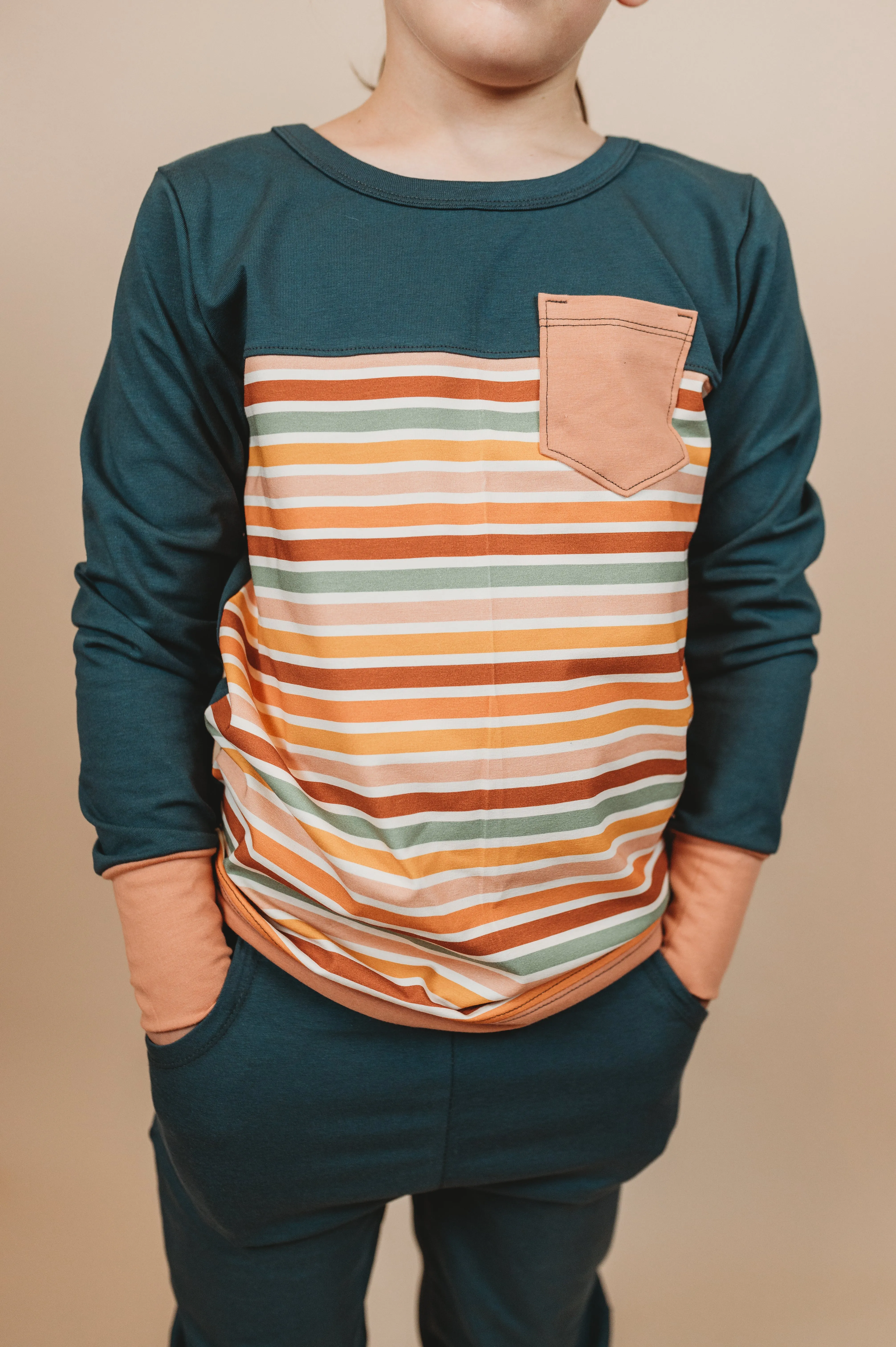 Willamette Organic Cotton Kids Long Sleeve Colorblock Tee
