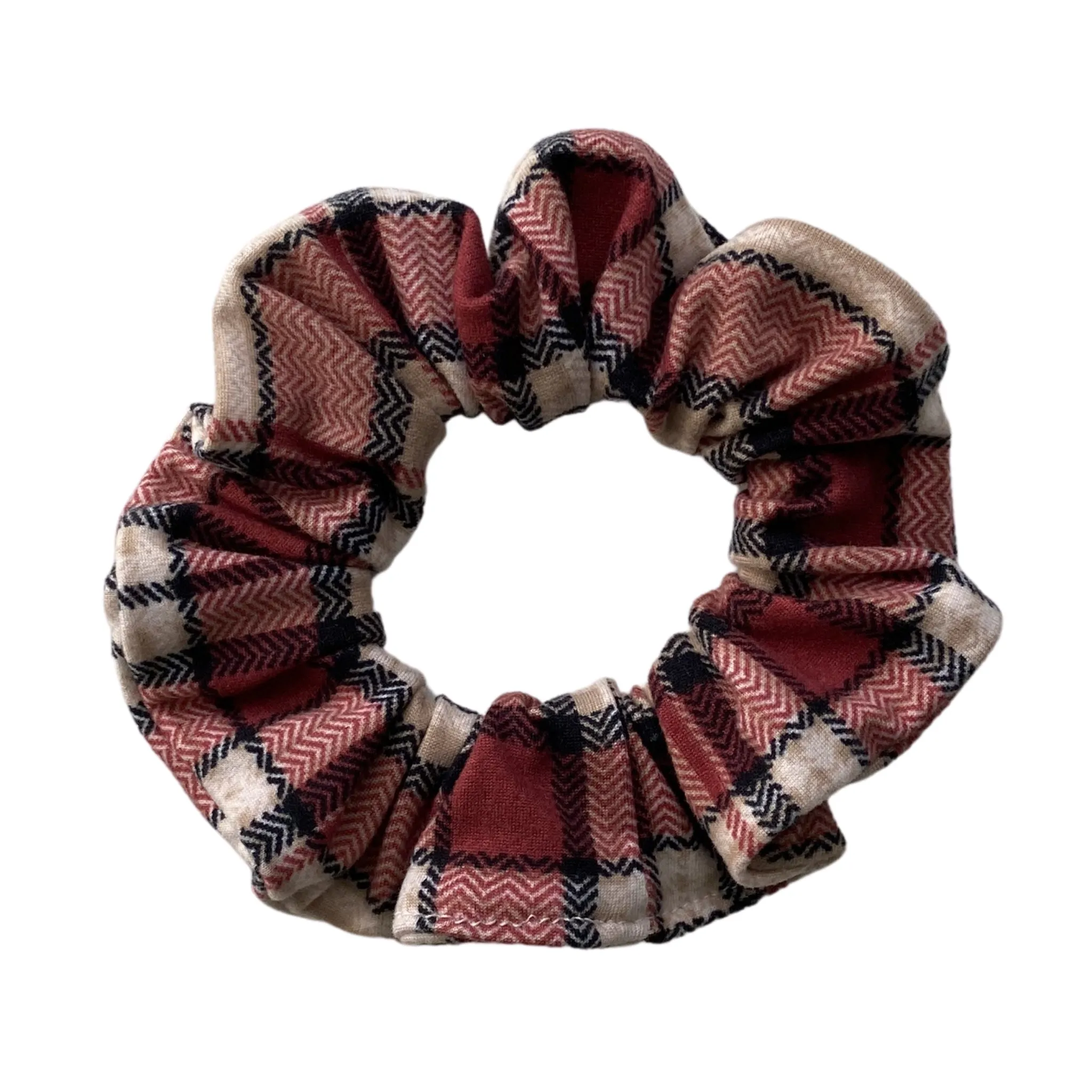 Wine Plaid Matte Scrunchie