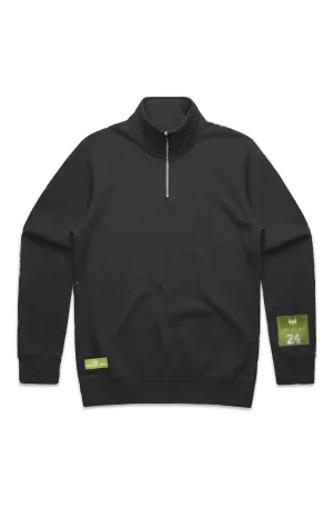 WOLFPACK UNLTD "STENCIL HALF ZIP" PREMIUM HEAVYWEIGHT SWEATER | BLACK