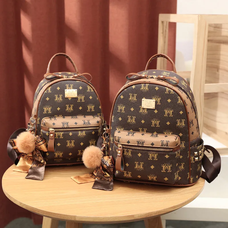 Women's Korean Fashion Printing Large Capacity Trendy Backpacks