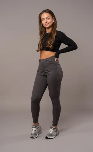 Womens Pastel Fitjeans - Charcoal