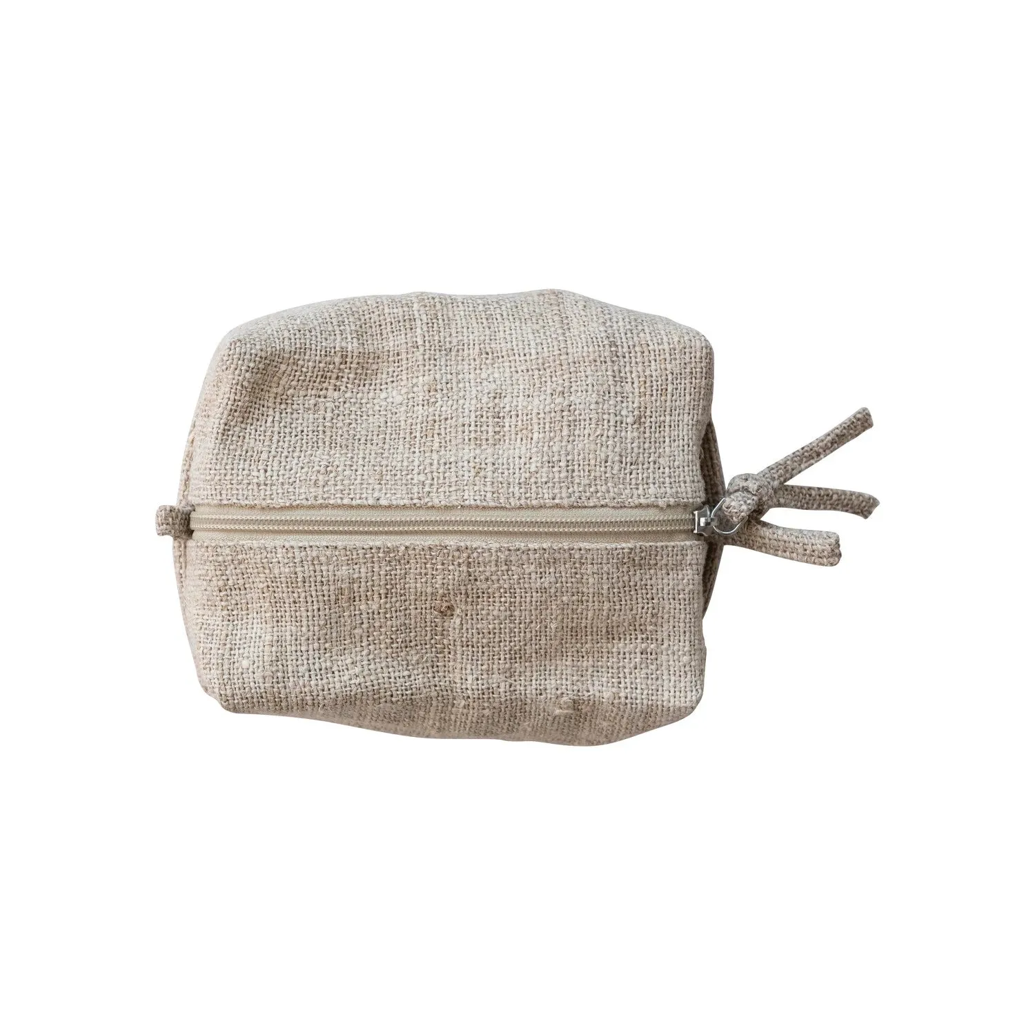 Woven Hemp Fiber Zip Pouch w/ Cotton Lining
