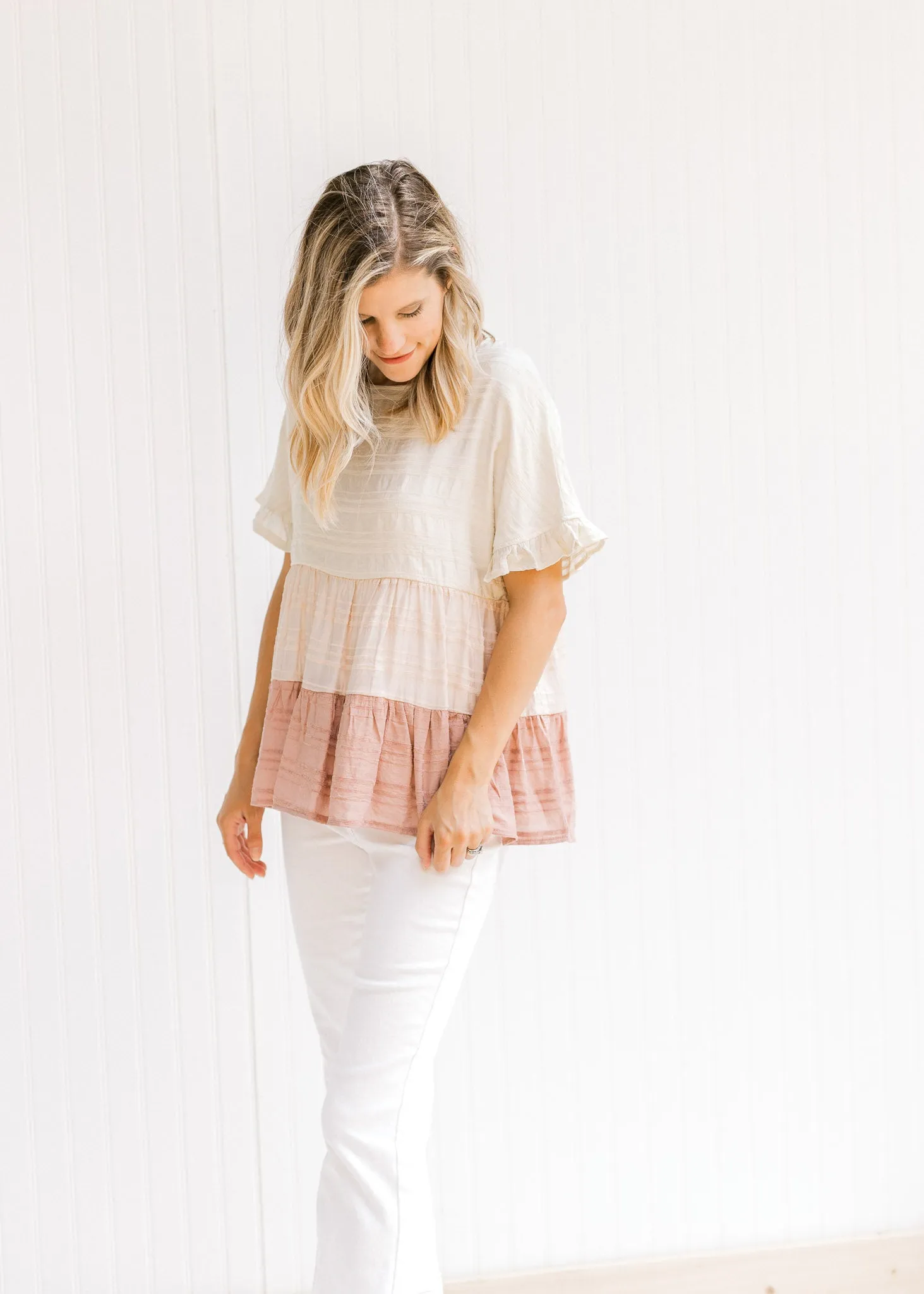 X Pink Colorblock Top