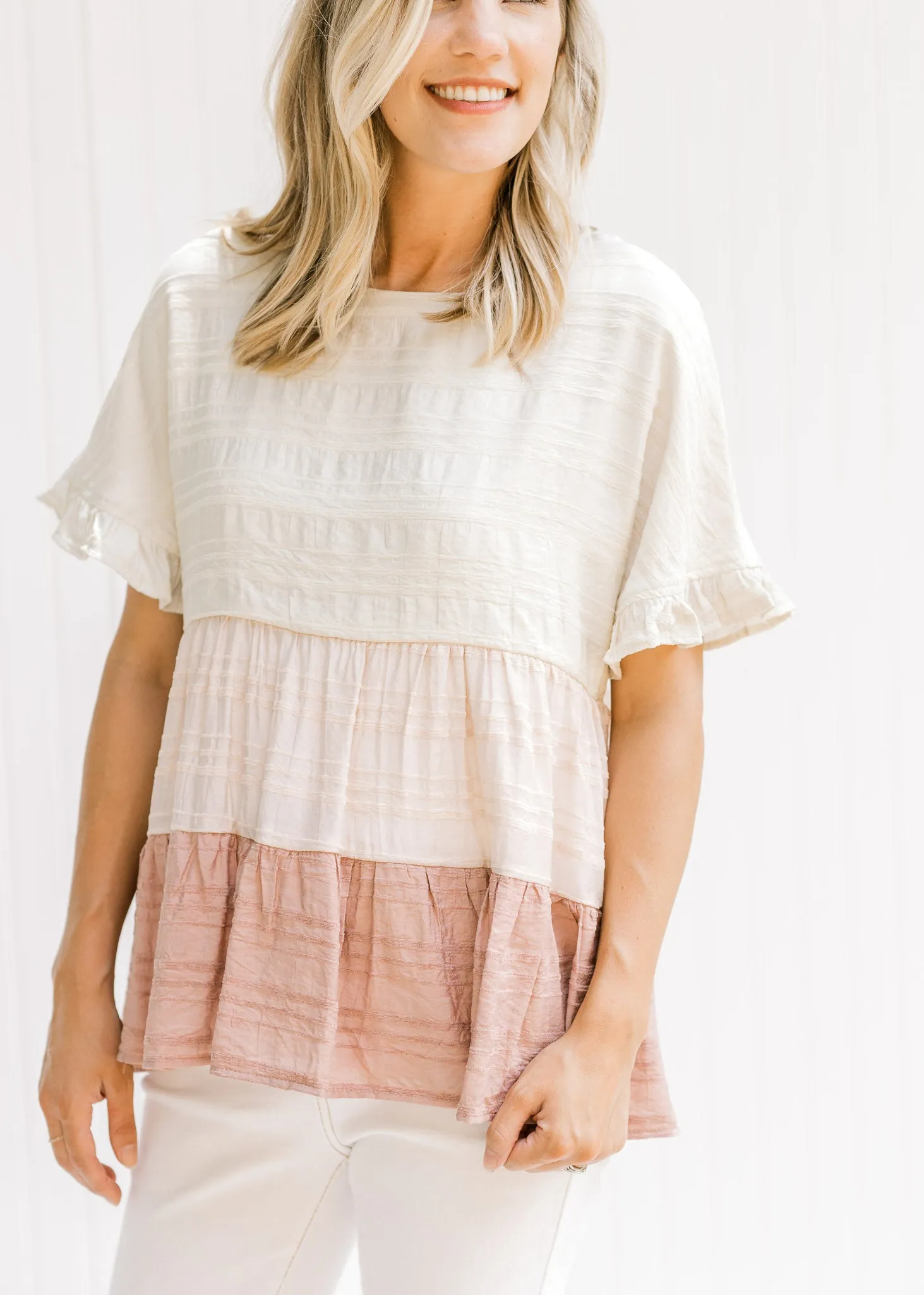 X Pink Colorblock Top