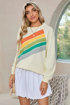 Ximena Rainbow Colorblock Sweatshirt - Apricot
