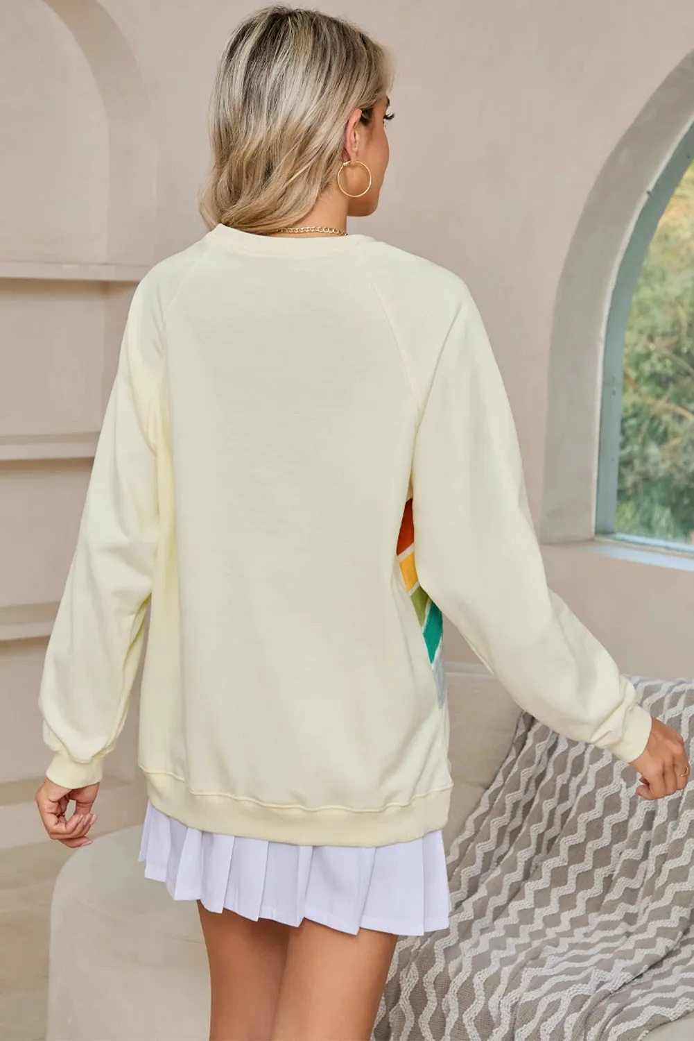 Ximena Rainbow Colorblock Sweatshirt - Apricot