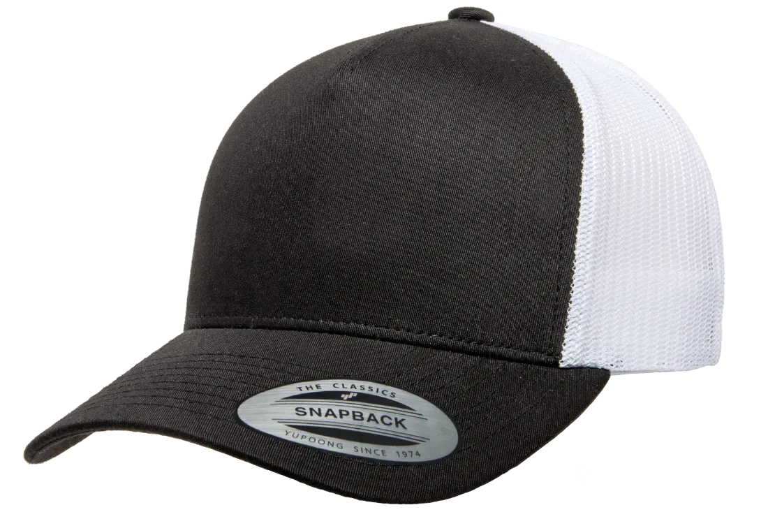 YP CLASSICS® 5-Panel Retro Trucker Cap Black/White