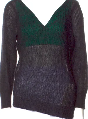 Y/Project. (Glenn Martens) Wool Blend Colorblock Pattern V-Neck Sweater