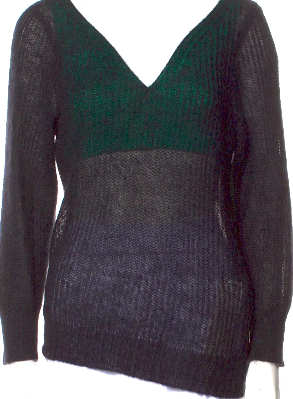 Y/Project. (Glenn Martens) Wool Blend Colorblock Pattern V-Neck Sweater