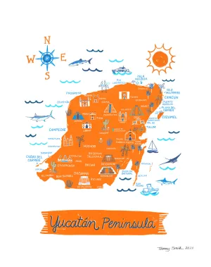 Yucatan Peninsula Wall Art-Custom City Print