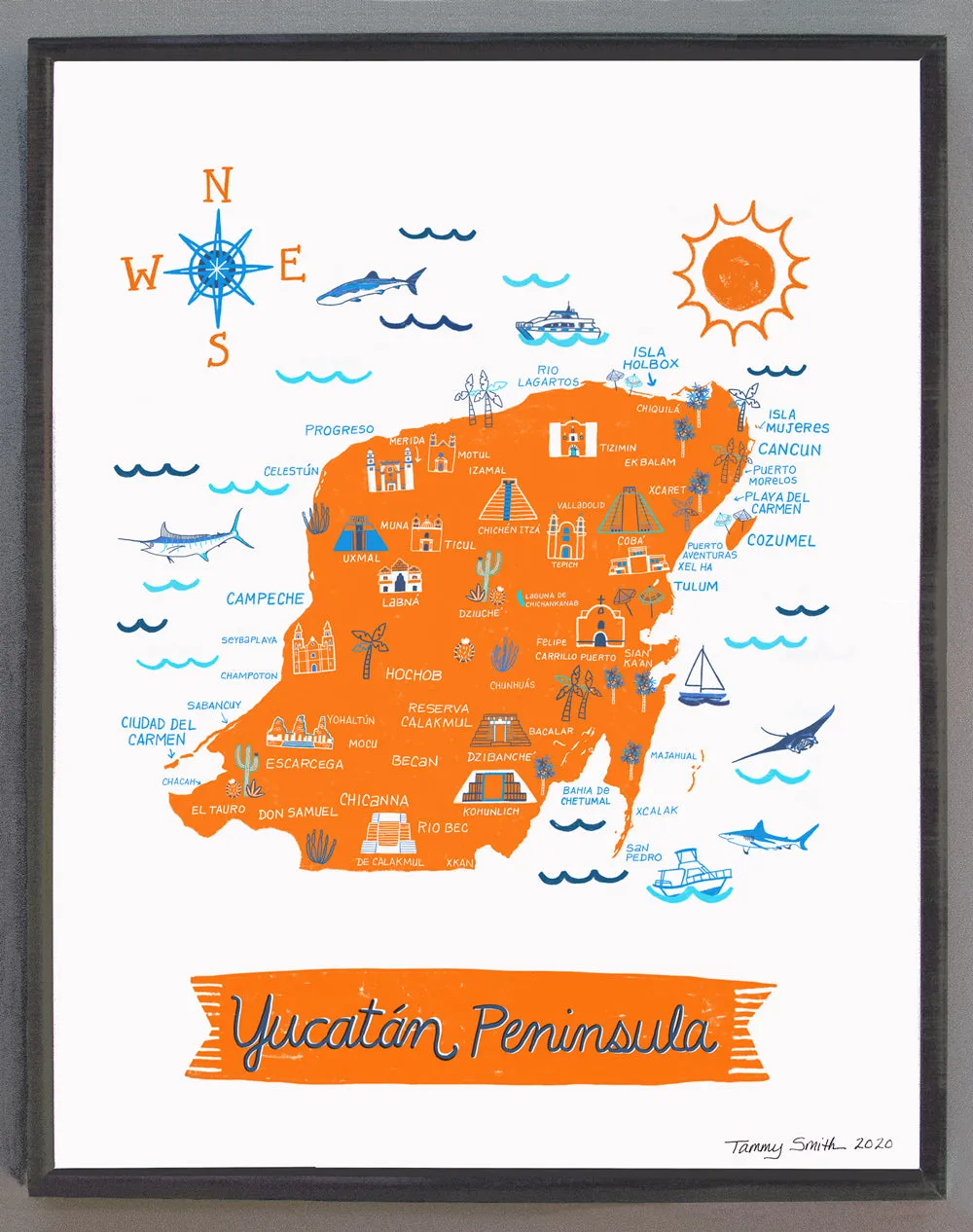 Yucatan Peninsula Wall Art-Custom City Print