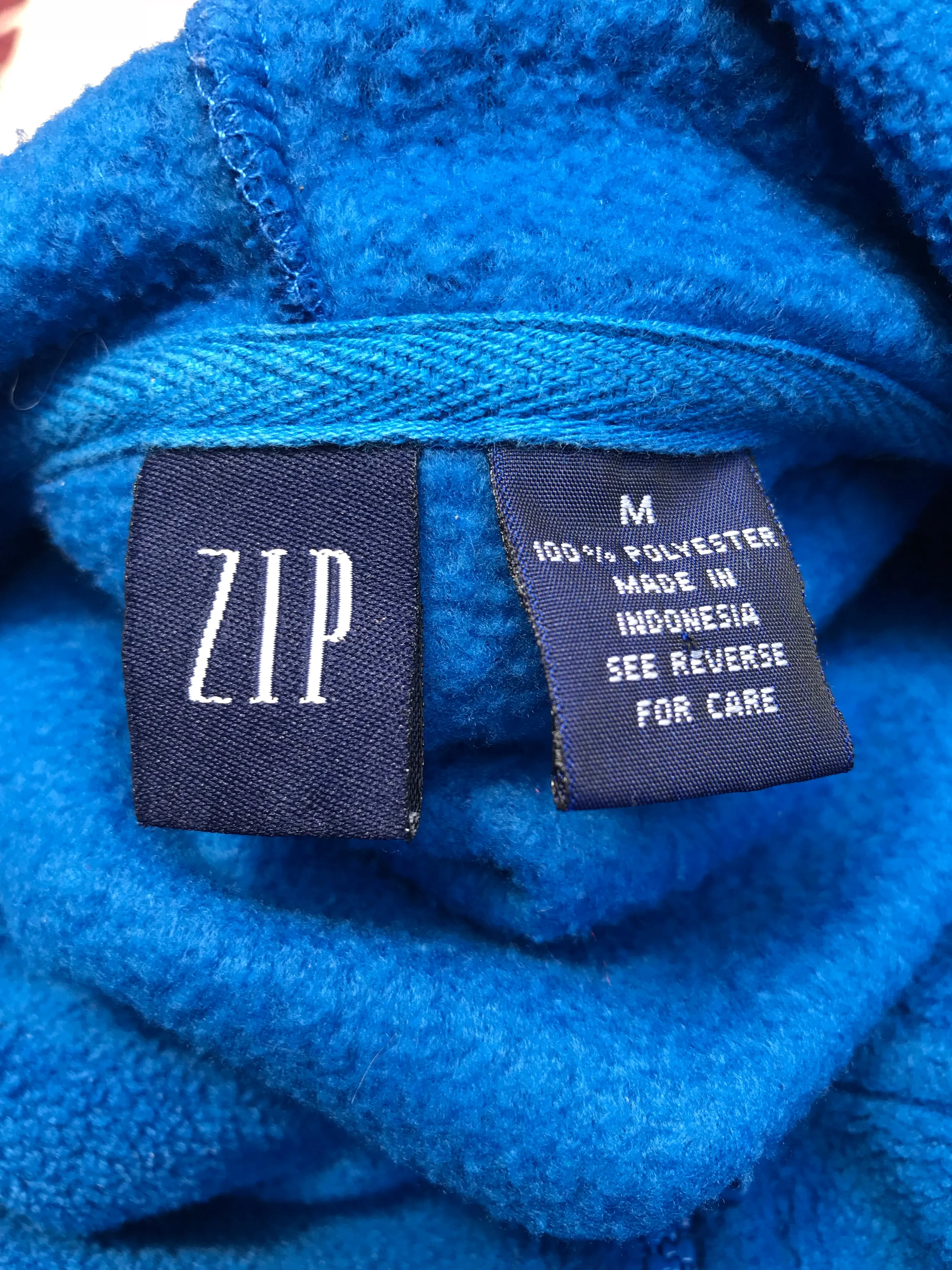 Zip blue fleeced hooded jumper size M FREE POSTAGE