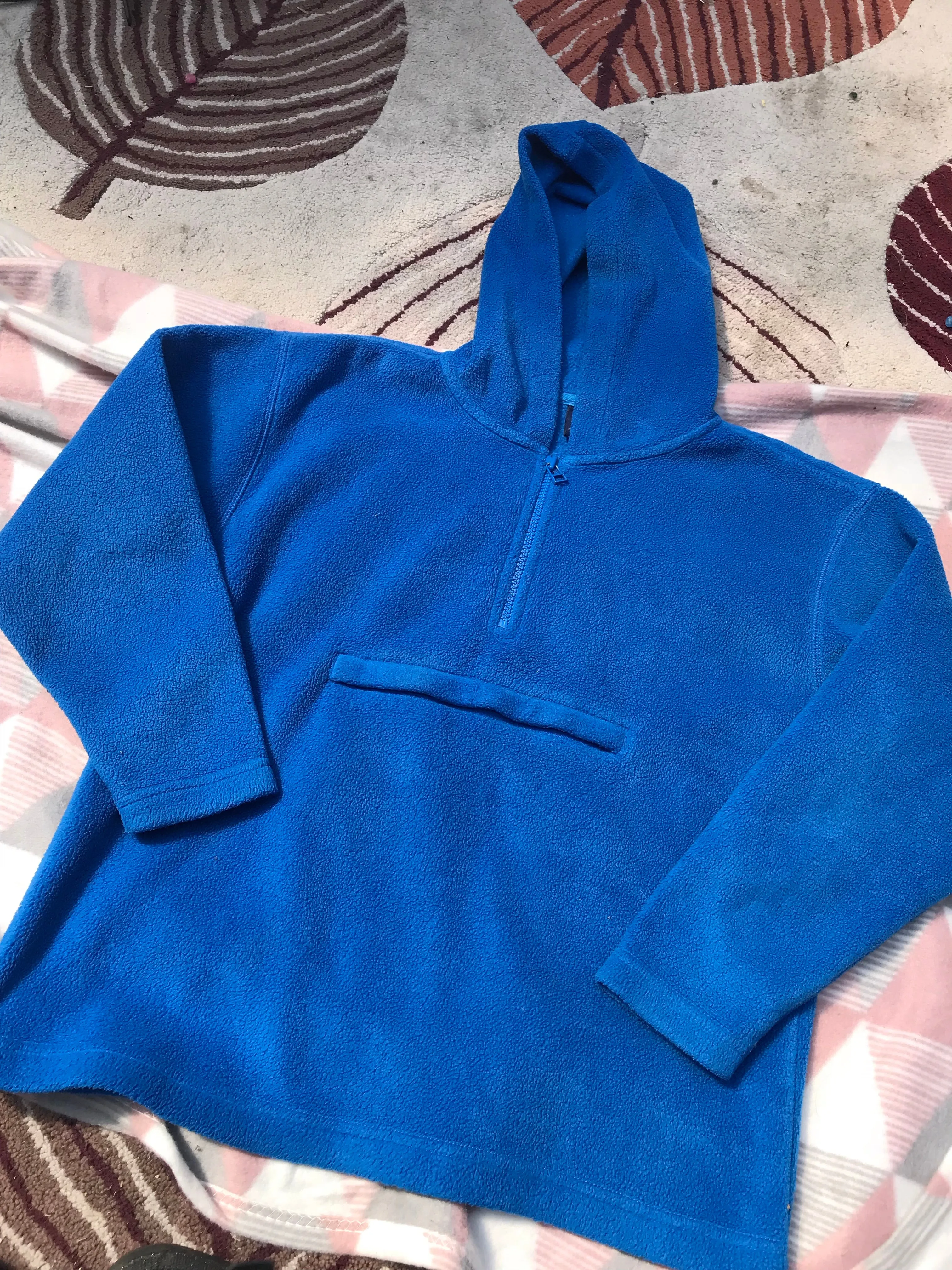 Zip blue fleeced hooded jumper size M FREE POSTAGE