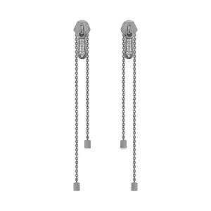 Zip Long Earrings - Black