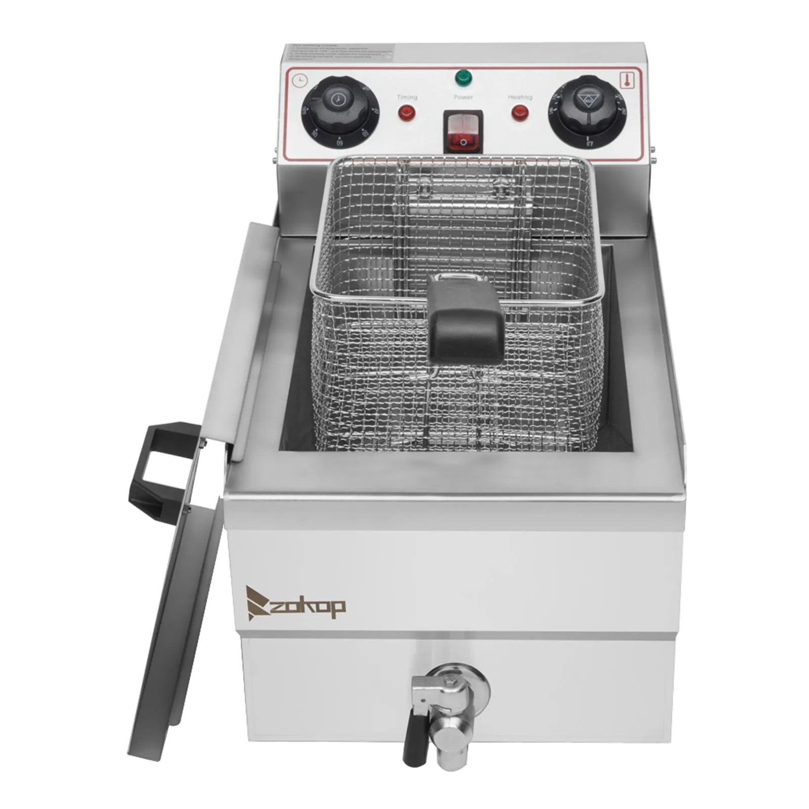 ZOKOP EH101V 8.5QT/8L Total Capacity 12.5qt/11.8l Stainless Steel Faucet Single Tank Deep Fryer 1700W Max (8L Large Fryer Blue / Large Handle)