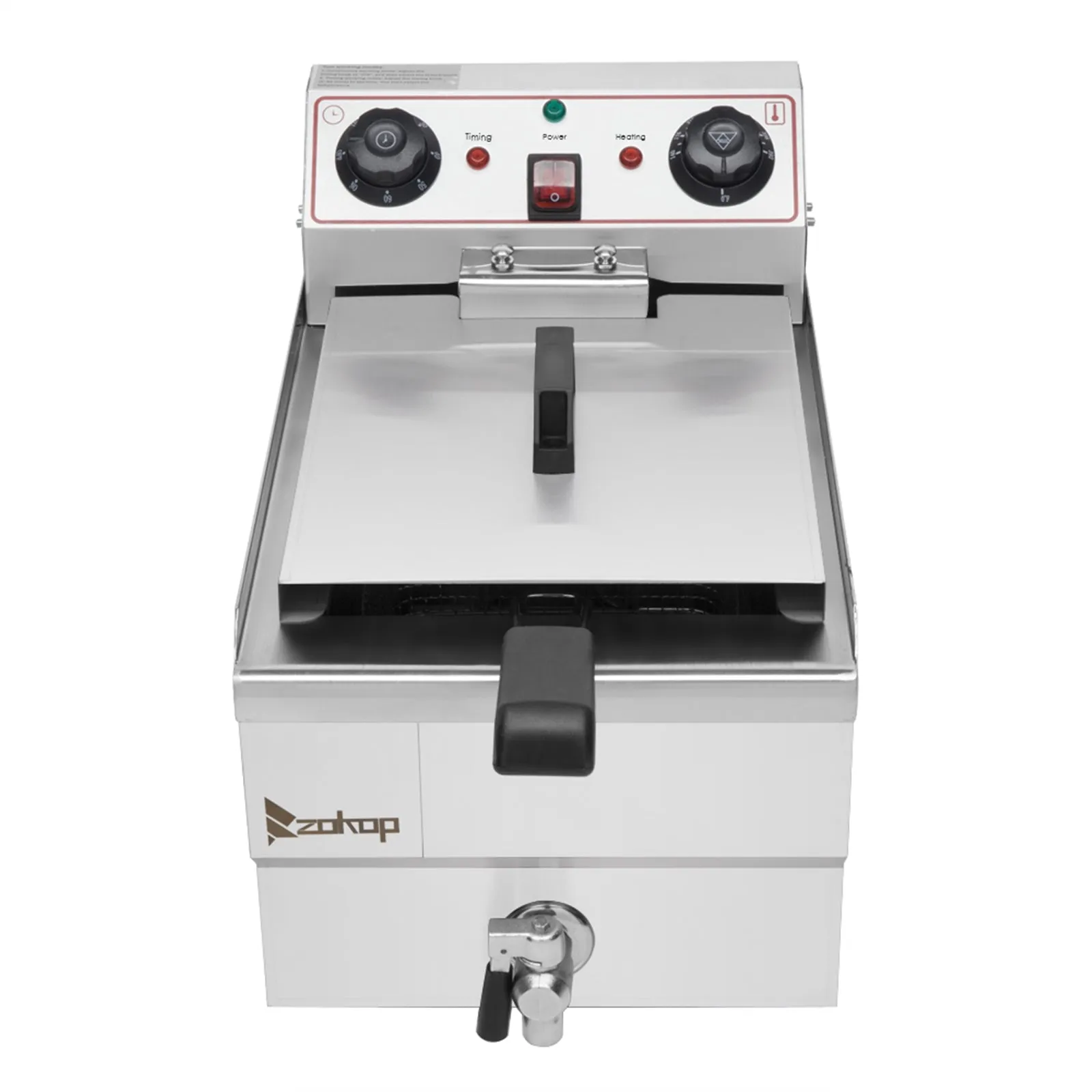 ZOKOP EH101V 8.5QT/8L Total Capacity 12.5qt/11.8l Stainless Steel Faucet Single Tank Deep Fryer 1700W Max (8L Large Fryer Blue / Large Handle)